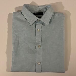 Banana Republic Pale Blue Linen Cotton Untucked Slim Fit Shirt